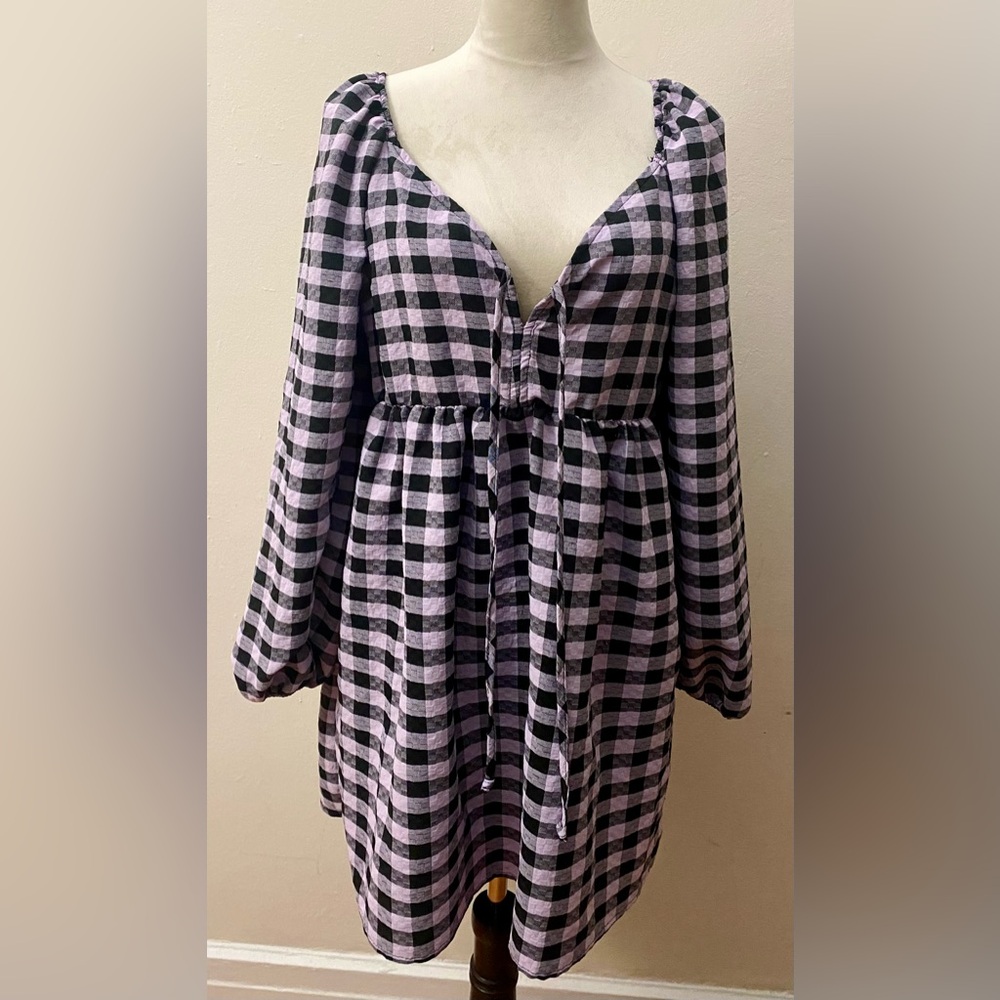 Wild Fable Black and Lavender Checkered Dress